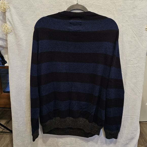 AMERICAN EAGLE Sweater Pullover Crewneck Cotton Navy Black Wide Stripe Men's XL - Picture 8 of 8